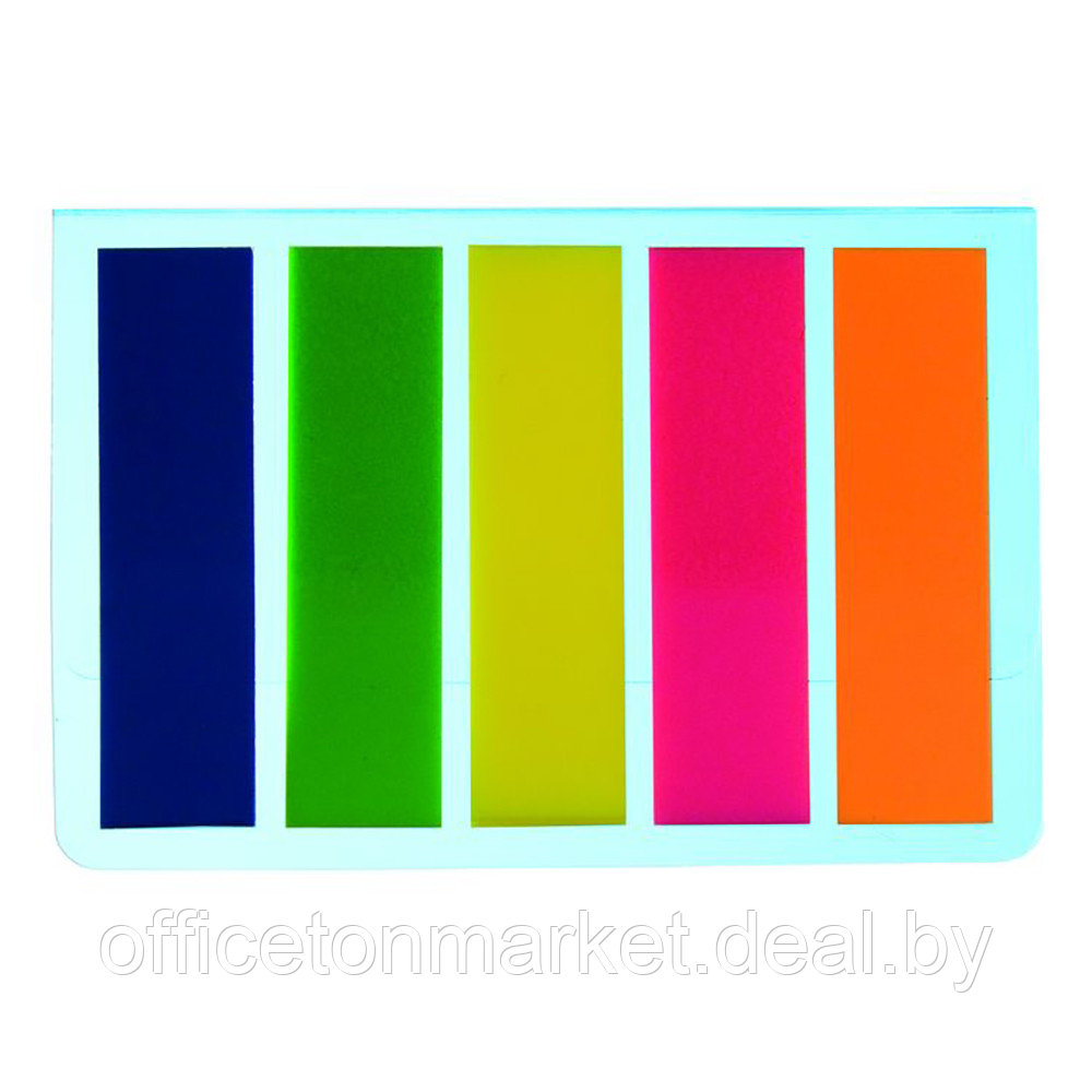 Закладки пластиковые "D.Rect", 12x45 мм, 5 цветовx25 шт., ассорти - фото 1 - id-p200566764
