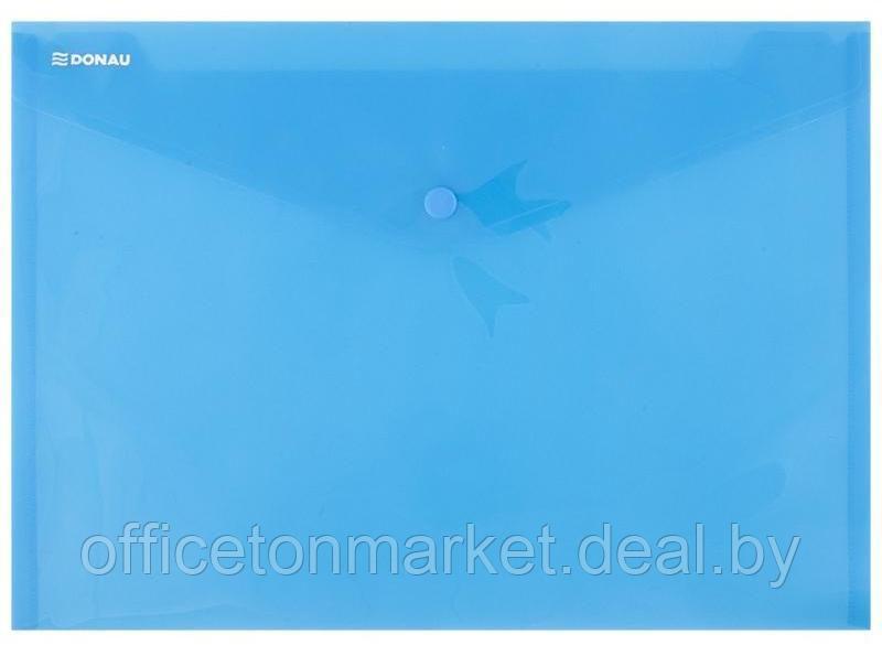 Папка-конверт на кнопке "Donau", A4, прозрачный синий - фото 1 - id-p200566539