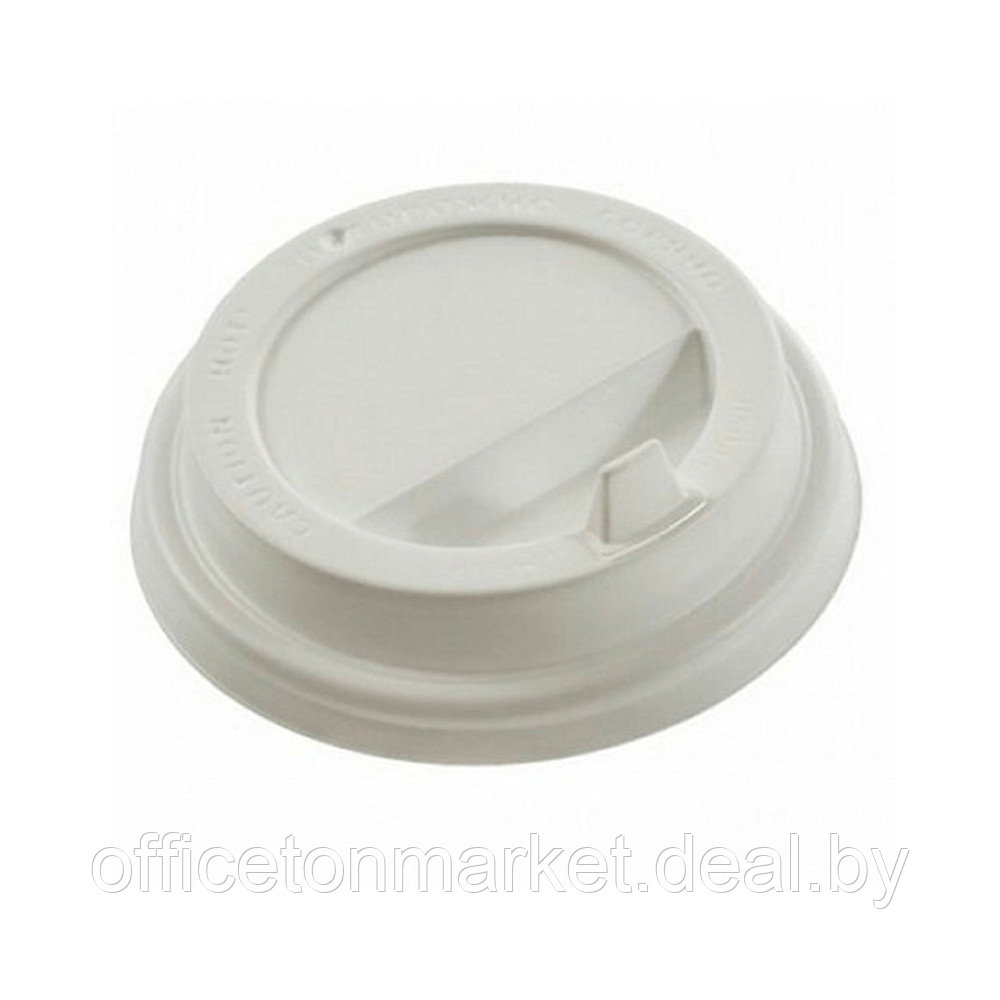 Крышка пластиковая для стаканов d=90мм, с клапаном, глянцевая, 100 шт/упак, белый - фото 1 - id-p200567275