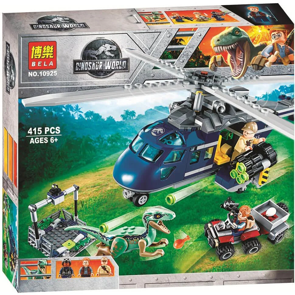 Конструктор Bela Dinosaur World 10925 Погоня за Блю на вертолёте (аналог Lego Jurassic World 75928) 415 дет - фото 1 - id-p200569244