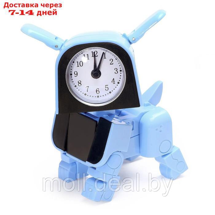 Трансформер-часы "Щенок", трансформируется в будильник, работает от батареек, цвет голубой - фото 2 - id-p200535467