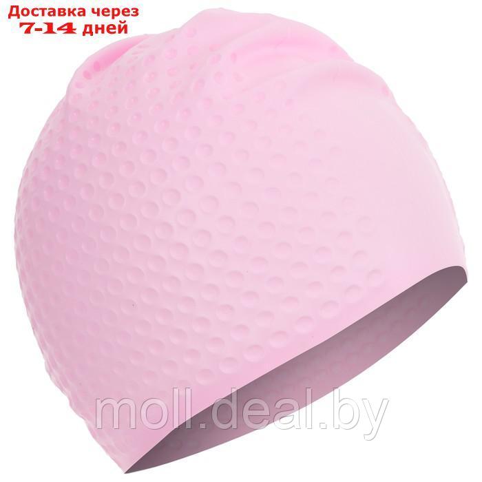 Шапочка для плавания взрослая, массажная, силиконовая, обхват 54-60 см, цвет розовый - фото 1 - id-p200531959