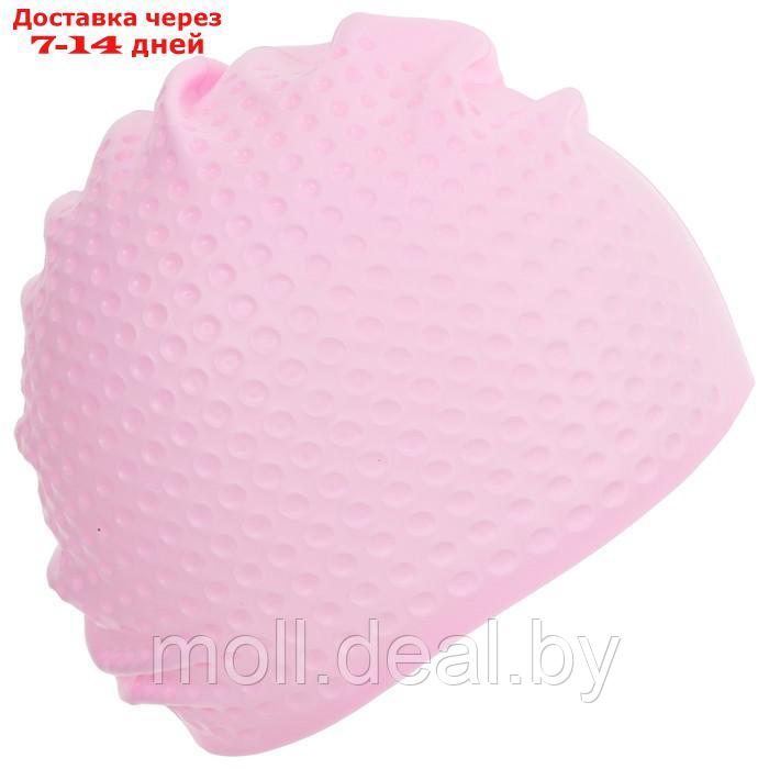 Шапочка для плавания взрослая, массажная, силиконовая, обхват 54-60 см, цвет розовый - фото 3 - id-p200531959