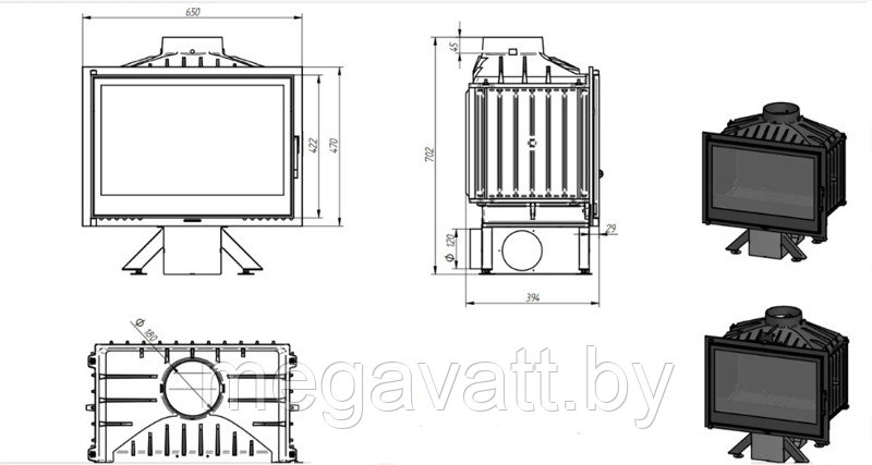 Каминная топка Ferguss FG-17 Ext Air с шибером (8606107095158) - фото 4 - id-p200569895