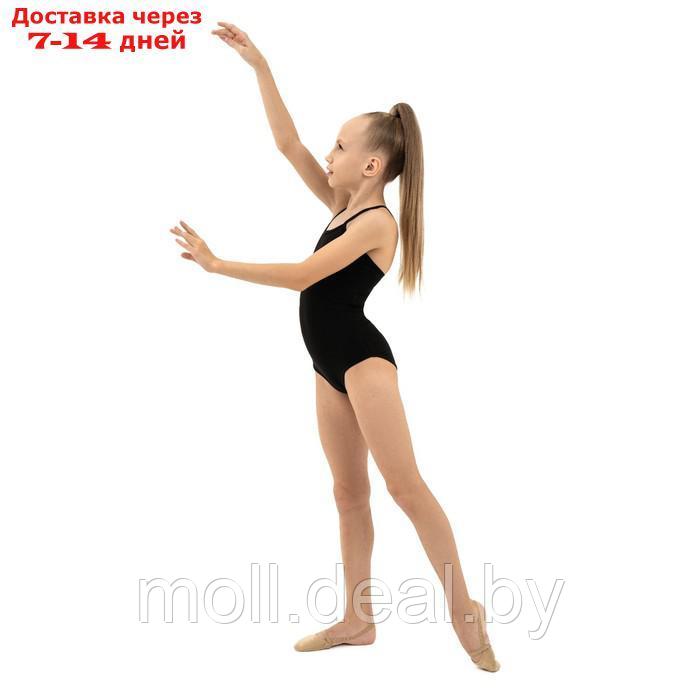 Купальник гимнастический на тонких бретелях, х/б, цвет чёрный, размер 34 - фото 8 - id-p200529518