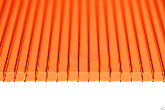Поликарбонат сотовый Сэлмакс Групп Мастер оранжевый 6000*2100*4 мм, 0,51 кг/м2 - фото 1 - id-p200581361
