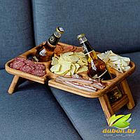Складной столик из дуба для пива или вина на 2 бокала "Хайнекен"