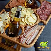 Складной столик из дуба для пива или вина на 2 бокала "Хайнекен", фото 3