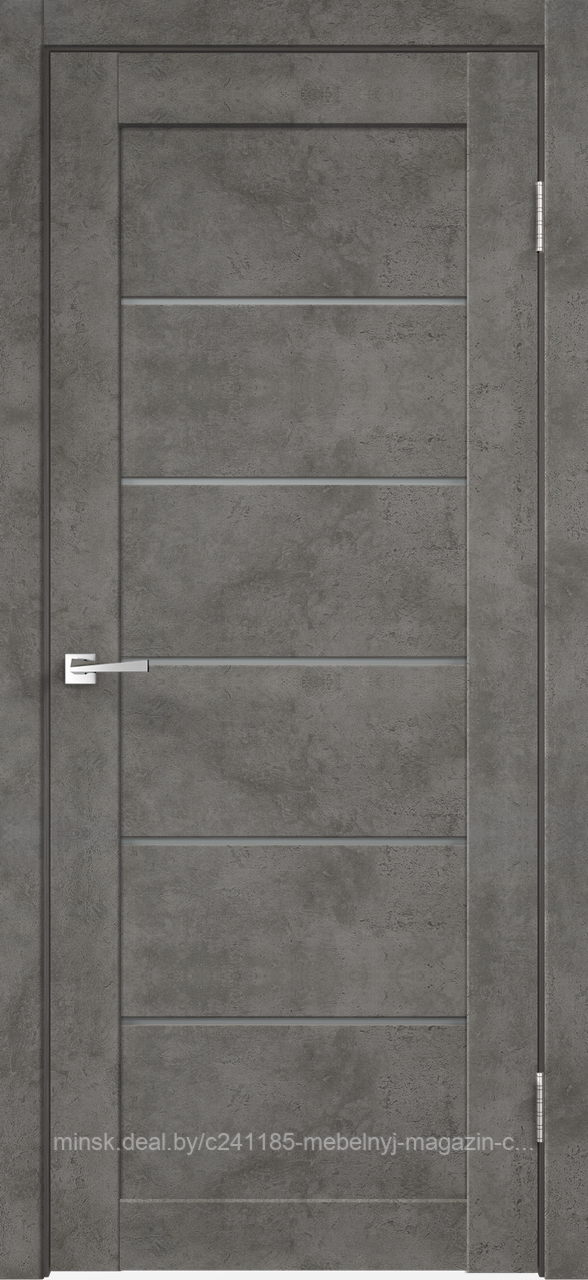 Дверное полотно Master Foil LOFT 1 600х2000 Цвет Бетон темно-серый стекло Мателюкс Графит