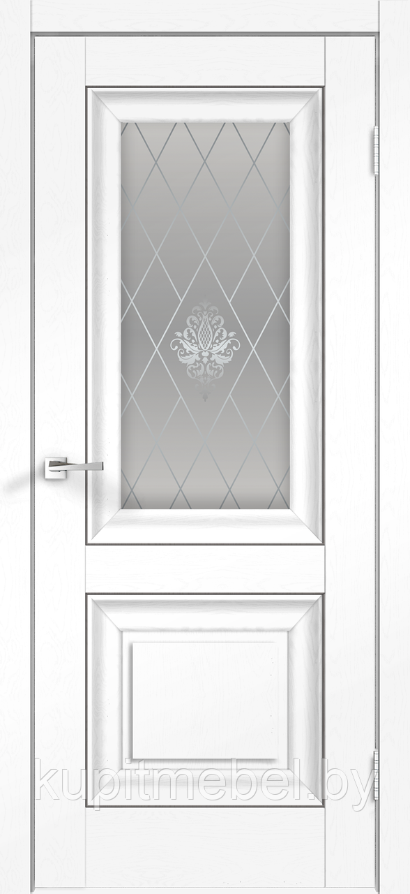 Дверное полотно SoftTouch SoftTouch ALTO 7 700х2000 цвет Ясень белый структурный стекло КРИСТАЛЛ серебро