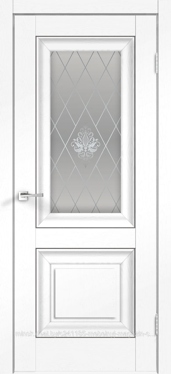Дверное полотно SoftTouch SoftTouch ALTO 7 800х2000 цвет Ясень белый структурный стекло КРИСТАЛЛ серебро