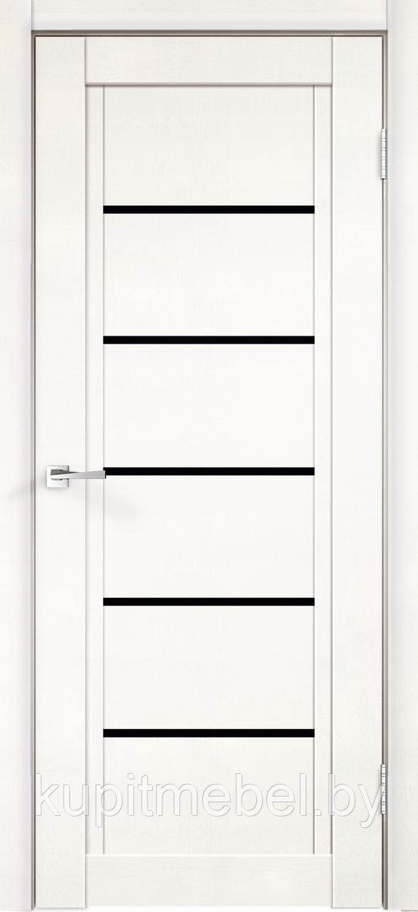 Дверное полотно Экошпон NEXT 1 800х2000 цвет Белый Эмалит стекло Лакобель черное