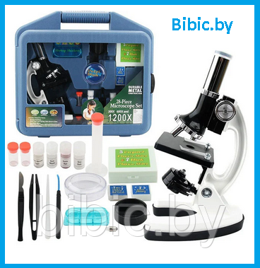 Детский микроскоп лаборатория набор для опытов арт.1200x с аксессуарами. игрушка микроскоп для детей