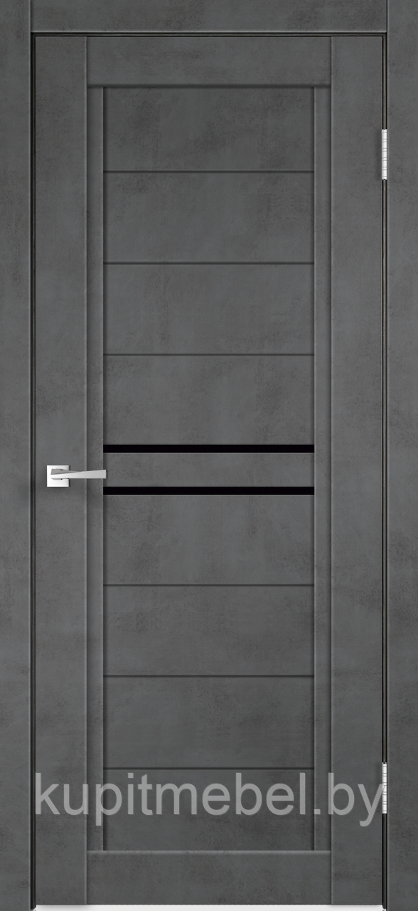 Дверное полотно Экошпон NEXT 2 700х2000 цвет Муар темно-серый стекло Лакобель черное