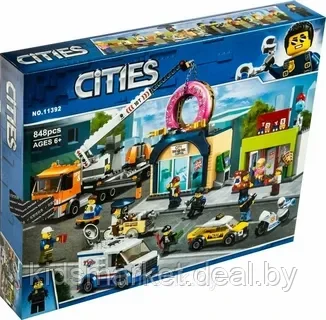 Конструктор LARI 11392  "Открытие магазина по продаже пончиков", (Аналог LEGO City 60233)