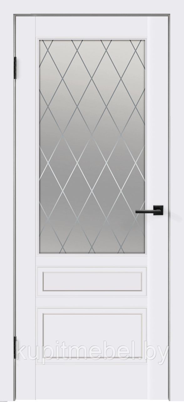 Дверное полотно Эмаль SCANDI 3V 700х2000 цвет Белый стекло РОМБ Мателюкс