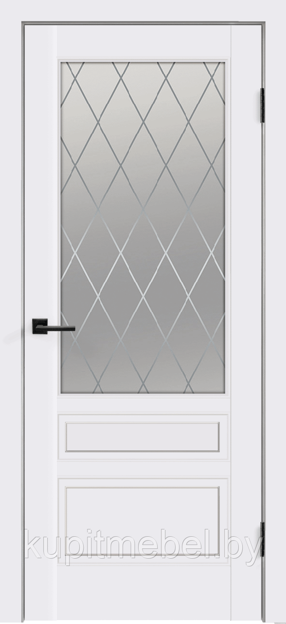 Дверное полотно Эмаль SCANDI 3V 900х2000 цвет Белый стекло РОМБ Мателюкс