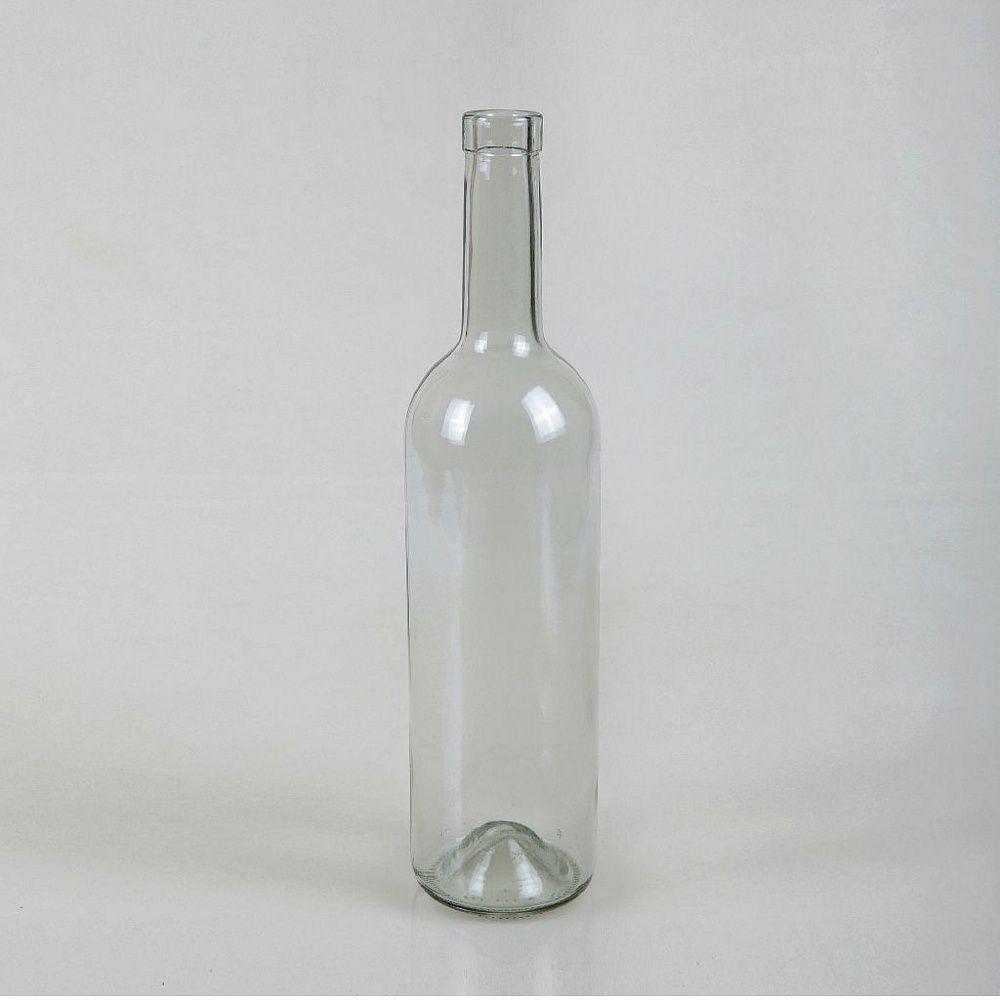 Стеклянная бутылка 0,750 л. (750 мл.) Бордо прозрачная (20/21/23) - фото 1 - id-p200622487