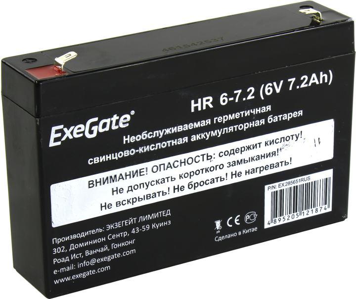 Аккумулятор Exegate HR 6-7.2 (6V, 7.2Ah) для UPS EX285651RUS