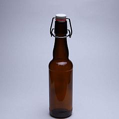 Стеклянная бутылка 0,330 л. (330 мл.) «Бугельная» (Коричневая) с пробкой