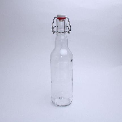 Стеклянная бутылка 0,500 л. (500 мл.) «Бугельная» (Прозрачная) с пробкой, фото 2