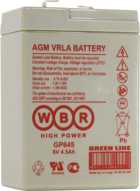 Аккумулятор WBR GP645 (6V, 4.5Ah) для UPS
