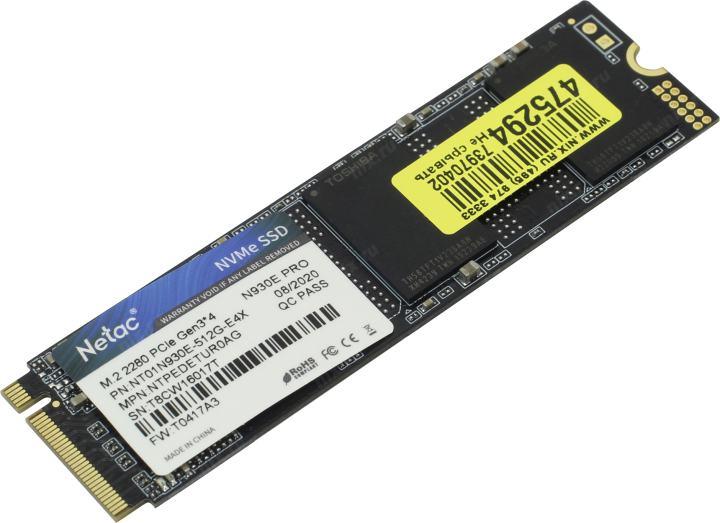 SSD 512 Gb M.2 2280 M Netac N930E Pro NT01N930E-512G-E4X (RTL) - фото 1 - id-p195604198