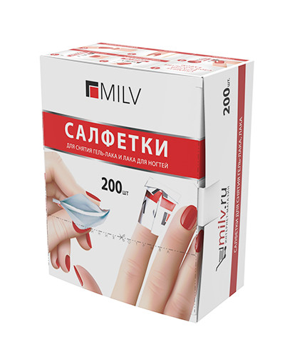 MILV, Салфетки для снятия гель-лака и лака для ногтей (200 шт) - фото 1 - id-p200656837