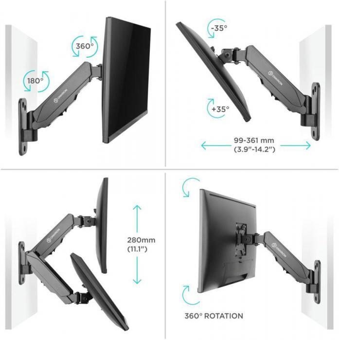 Кронштейн для телевизора ONKRON G120, 13-34", настенный, поворот и наклон верт.перемещ., черный - фото 5 - id-p200517168