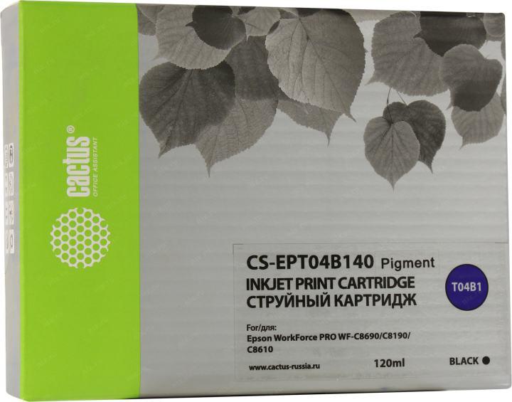 Картридж Cactus CS-EPT04B140 Black для Epson WorkForce Pro WF-C8190/C8690/C8610 (120мл)