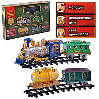 Железная дорога, игрушка поезд со светом, звуком, дымом Золотая стрела 0621 Joy Toy