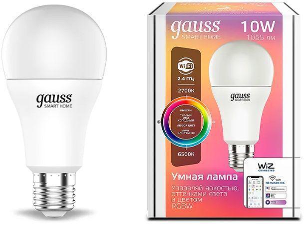 Умная лампа GAUSS Smart Home E27 RGB 10Вт 1055lm Wi-Fi (1шт) [1180112] - фото 5 - id-p200509265