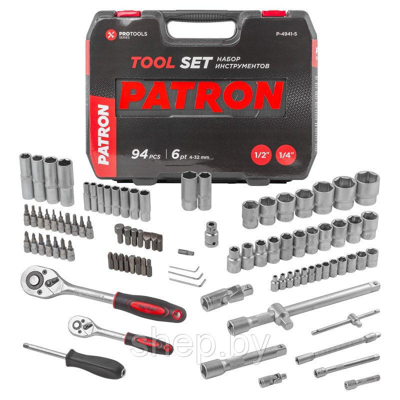 Набор инструментов PATRON P-4941-5 94пр. 1/4'', 1/2''(6гр.) - фото 2 - id-p200658469