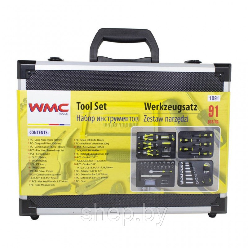 Набор инструмента WMC Tools WMC-1091 91пр. 1/4''3/8''(6гр)(4.5-19мм),в аллюм. чемодане - фото 10 - id-p200658472