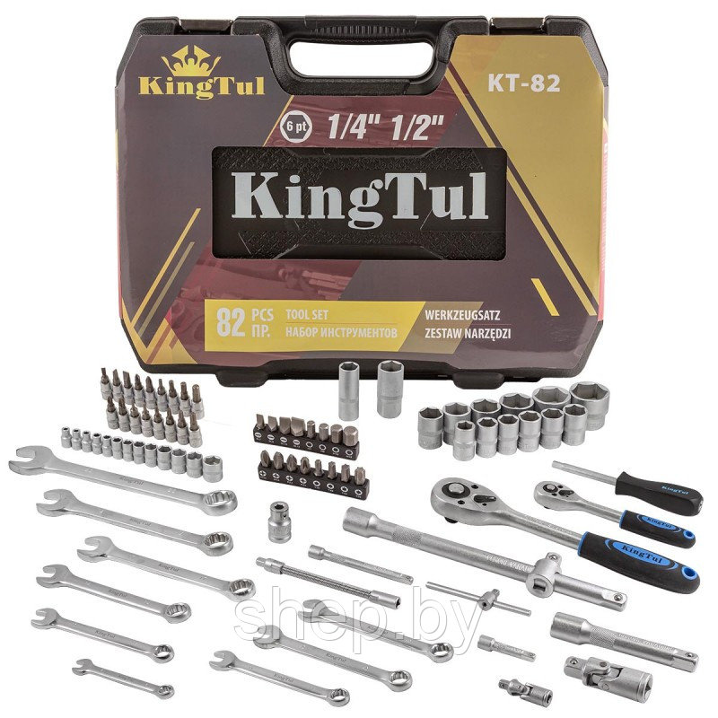 Набор инструментов KingTul KT-82 82пр.1/4'',1/2''(6гр.)(4-32мм) - фото 2 - id-p200659040