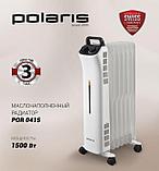 Масляный радиатор Polaris POR 0415, с терморегулятором, 1500Вт, 7 секций, 3 режима, белый, фото 4