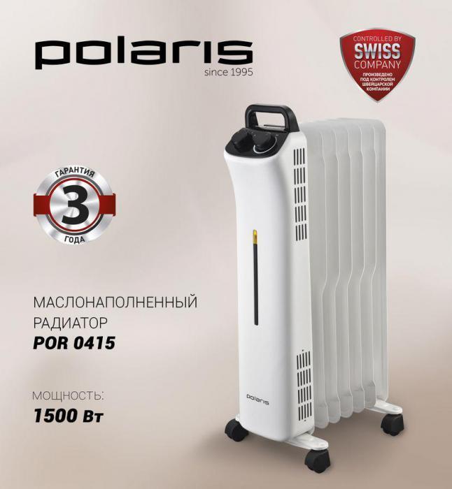 Масляный радиатор Polaris POR 0415, с терморегулятором, 1500Вт, 7 секций, 3 режима, белый - фото 4 - id-p200516834