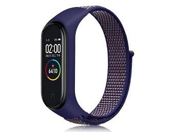 Aксессуар Ремешок DF для Xiaomi Mi Band 3 / 4 / 5 / 6 / Smart Band 6 Nylon Purple-Blue xiNylonband-01