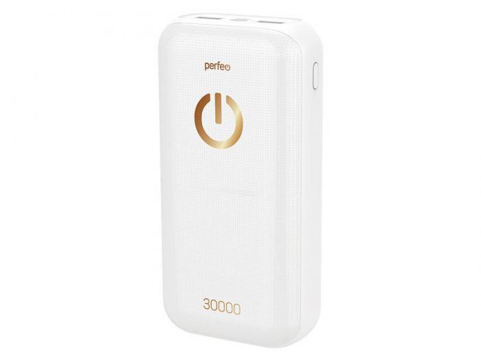 Внешний аккумулятор Perfeo Powerbank 30000mAh White PF B4301 - фото 1 - id-p199276888