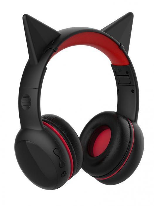 Беспроводные детские блютуз наушники с ушками Perfeo PF-B4863 KIDS черные Bluetooth розовые cat ear для детей