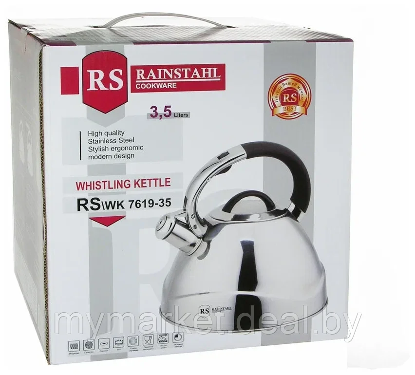 Чайник со свистком из нержавеющей стали 3.5 л Rainstahl RS\WK 7617-35 - фото 2 - id-p200660662