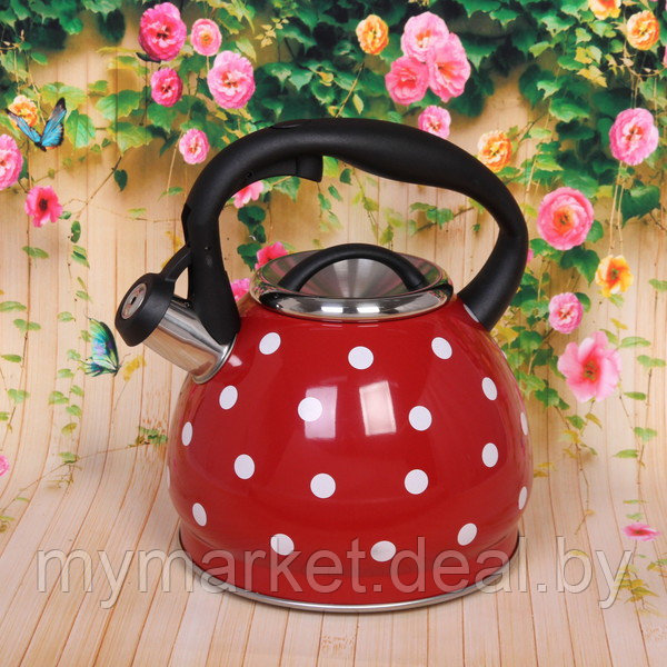 Чайник со свистком из нержавеющей стали 3 л Красный Rainstahl RS-7689-30 - фото 1 - id-p200660664