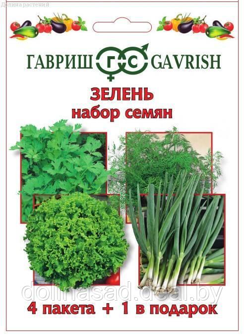 Гавриш Набор семян Зелень (4 пакета + 1 в подарок)
