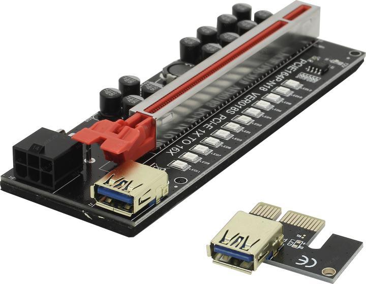 PCE164P-N18 VER018S Адаптер PCI-Ex1 M -- PCI-Ex16 F (питание 6pin)