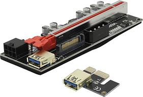 VER018 Адаптер PCI-Ex1 M -- PCI-Ex16 F (питание Molex, SATA, 6pin)