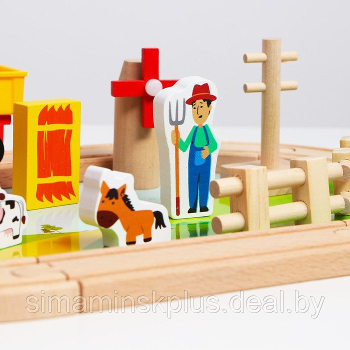 Деревянная игрушка «Железная дорога + ферма» 23 детали, 32×5×17 см - фото 4 - id-p200672351