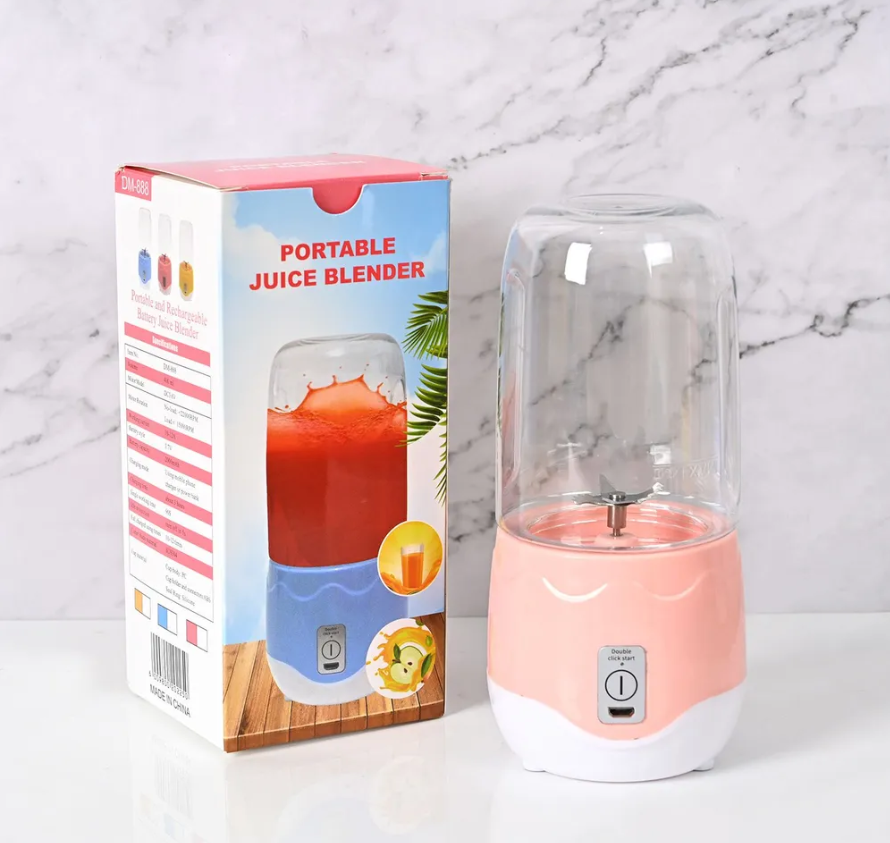 Портативный мини блендер для смузи и коктейлей Portable Juice Blender DM-888 ( емкость 400 ml) Розовый - фото 3 - id-p200673760