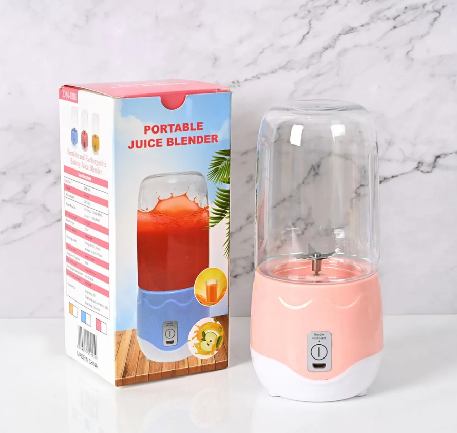 Портативный мини блендер для смузи и коктейлей Portable Juice Blender DM-888 ( емкость 400 ml) Розовый - фото 3 - id-p200674190