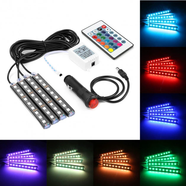 Универсальная светодиодная RGB led подсветка салона с контроллером и датчиком музыки для автомобиля Automobile - фото 9 - id-p200674196