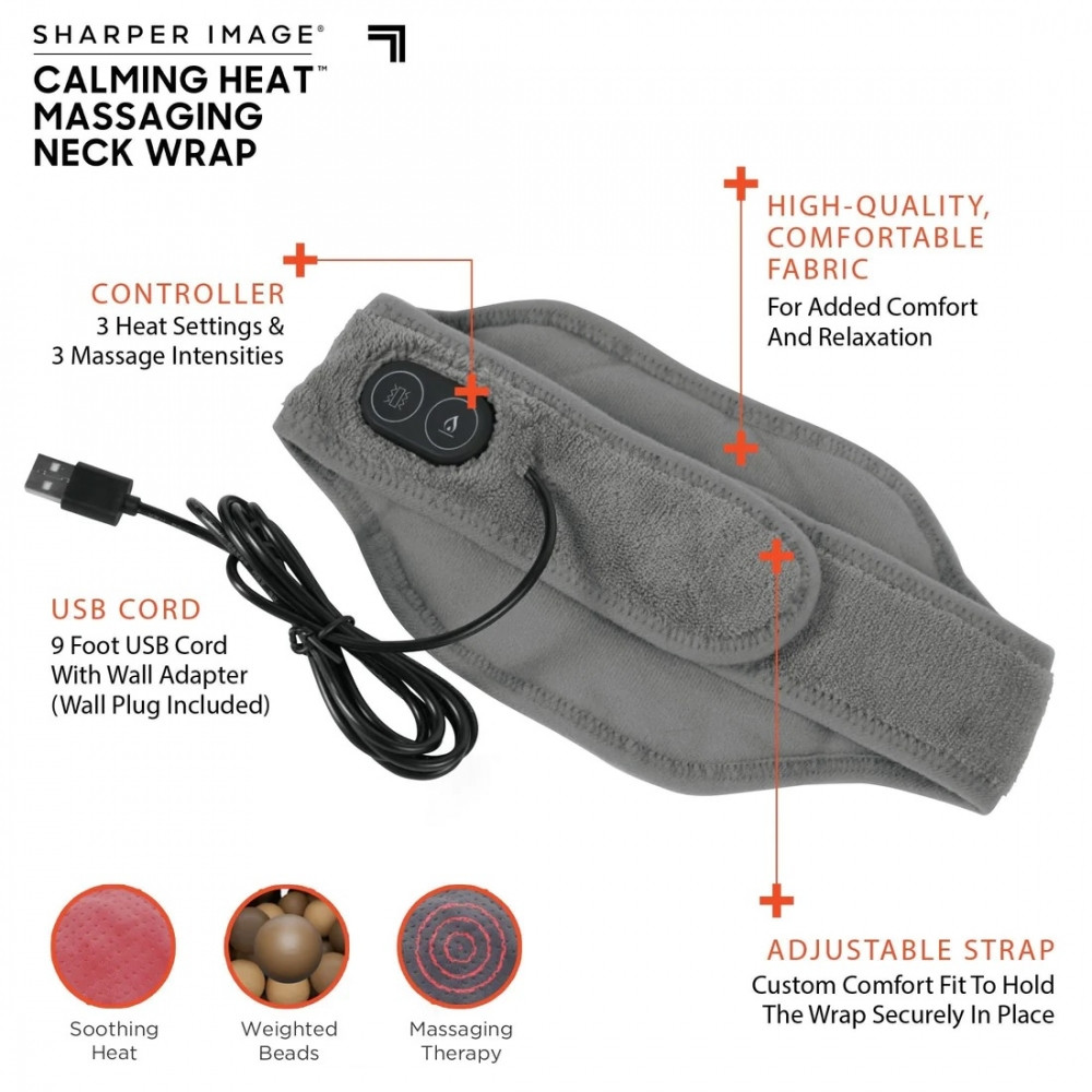 Массажер-грелка для шеи / массажный шарф CALM MASSAGING NECK WRAP (3 режима интенсивности, 3 режима нагрева, - фото 4 - id-p200674197